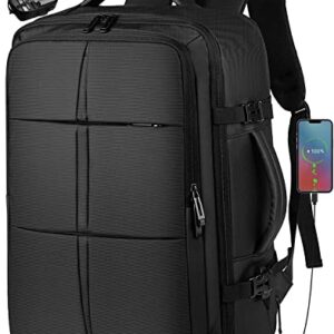 Travel Backpack, Carry On Backpack Flight Approved with USB Charging Port, Extra Large Backpack, 40L Expandable Waterproof Business Luggage Casual Bag Fits 17 Inch Laptops, Travel Gifts for Men Women