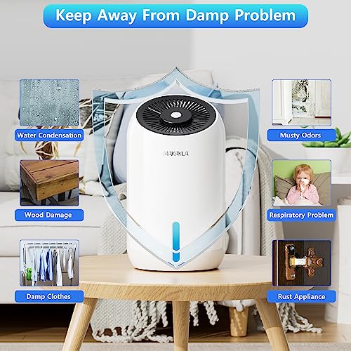 Dehumidifiers for Home, Makayla Dehumidifier 30 OZ(860ml),2200 Cubic Feet Small Dehumidifier with Auto Shut Off and 7 Colors Lights,Ultra Quiet for Home,Wardrobe,Closet,Bathroom,Bedroom,Trailer,RV