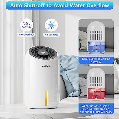 Dehumidifiers for Home, Makayla Dehumidifier 30 OZ(860ml),2200 Cubic Feet Small Dehumidifier with Auto Shut Off and 7 Colors Lights,Ultra Quiet for Home,Wardrobe,Closet,Bathroom,Bedroom,Trailer,RV