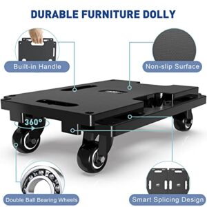 Ronlap Furniture Dolly for Moving, Furniture Moving Dolly 4 Wheels Heavy Duty Small Flat Dolly Cart with Wheels Furniture Movers Dolly Interlocking Dollies for Moving, 440 Lbs Capacity, 1 Pack, Black