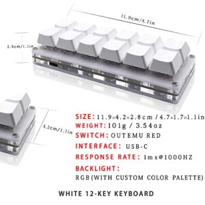 BTXETUEL Newhui 12 Key Mechanical Gaming Keyboard One Handed Keypad USB-C Wired OSU Keypad Programmable and Hot Swappable Keyboard.