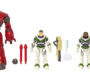 Mattel Disney and Pixar Lightyear 3 Action Figure Set, 5-in Scale Buzz Lightyear, Izzy Hawthorne & Zyclops Toys, Space Rangers vs Robots