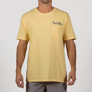 Salt Life Mens Blue Brew Crab Short Sleeve Classic Fit Shirt, Golden Haze, XX-Large