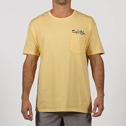 Salt Life Mens Blue Brew Crab Short Sleeve Classic Fit Shirt, Golden Haze, XX-Large