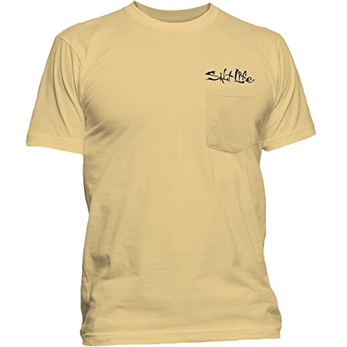 Salt Life Mens Blue Brew Crab Short Sleeve Classic Fit Shirt, Golden Haze, XX-Large