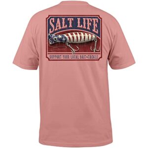 salt life local star short sleeve classic fit shirt, pink clay, x-large