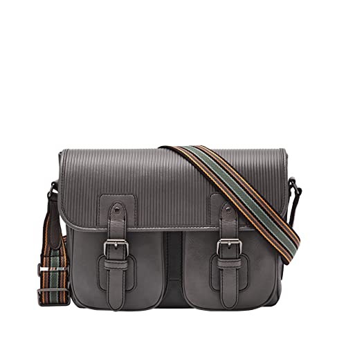 Fossil Men's Greenville Leather Travel Courier Messenger Bag, Lead Gray , (Model: MBG9581109)