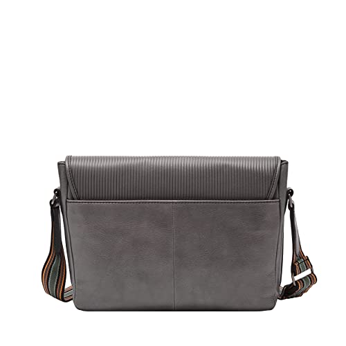 Fossil Men's Greenville Leather Travel Courier Messenger Bag, Lead Gray , (Model: MBG9581109)