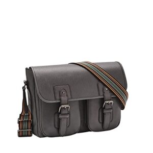 Fossil Men's Greenville Leather Travel Courier Messenger Bag, Lead Gray , (Model: MBG9581109)