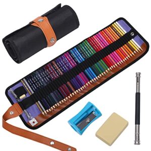 vikavas 50 colored pencils set with roll up canvas case for adults kids coloring, drawing, sketching