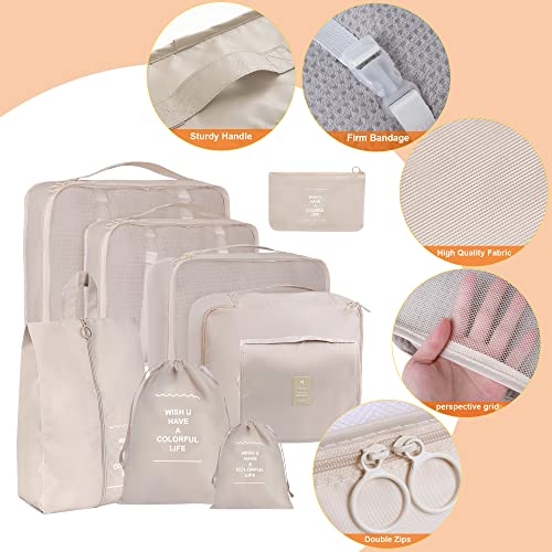 9 Set Packing Cubes for Suitcases, kingdalux Travel Luggage Packing Organizers with Laundry Bag, Compression Storage Shoe Bag, Makeup Bag, Clothing Underwear Bag, for Man & Woman