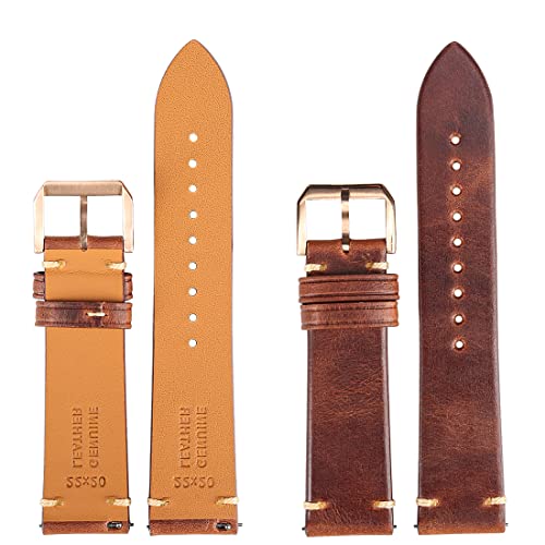 REZERO Quick Release Watch Band, Top Grain Leather Watch Straps for Men Women- 18mm 20mm 21mm 22mm 23mm 24mm Discoloration Leather Replacement Watchbands