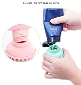 MYCOMBO Exfoliating Silicone Body Scrubber Easy to Clean, 2 in 1 Bath and Shampoo Brush, Scalp Massager, Lathers Well, Long Lasting, And More Hygienic Than Traditional Loofah (Pink)