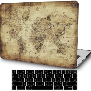 AMCJJ Compatible with MacBook Air 13 Inch Case 2021 2020 Release A2337 M1/A2179 with Retina & Touch ID, Shiny Plastic Hard Shell Case & Keyboard Cover, World Map