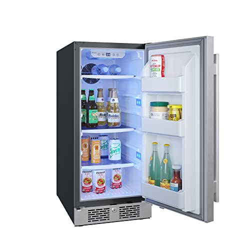 Avallon AFR152SSRH 15 Inch Wide 3.3 Cu. Ft. Compact Refrigerator with LED Lighting and Right Swing Door