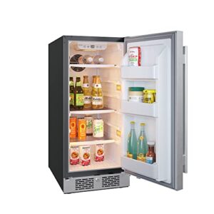 Avallon AFR152SSRH 15 Inch Wide 3.3 Cu. Ft. Compact Refrigerator with LED Lighting and Right Swing Door