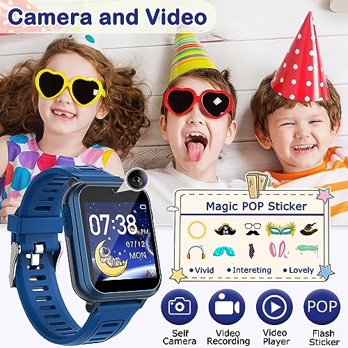 Kids Game Smart Watch for Kids with 24 Puzzle Games HD Touch Screen Camera Music Player Pedometer Alarm Clock Calculator Flashlight 12/24hr Kids Watches Gift for 4-12 Year Old Boys Toys for Kids