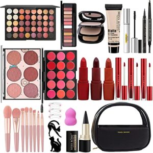 MISS ROSE M All In One Makeup Kit, Makeup Kit for Women Full Kit,Multipurpose Women's Makeup Sets,Beginners and Professionals Alike,Easy to Carry (Black)