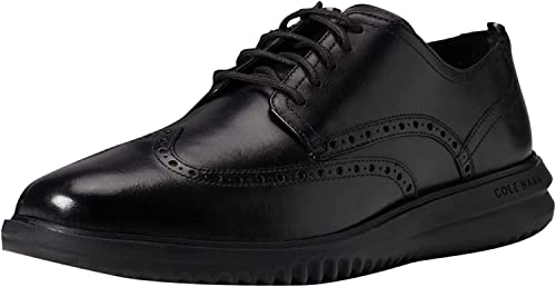 Cole Haan Men's Grand+ Wingtip Oxford, Black Leather/Black, 10