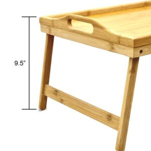 Bam & Boo - Large Natural Bamboo Bed Tray Table With Folding Legs For Eating, Working, Serving, and Organizing (20" x 13")