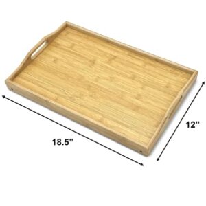 Bam & Boo - Large Natural Bamboo Bed Tray Table With Folding Legs For Eating, Working, Serving, and Organizing (20" x 13")