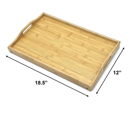 Bam & Boo - Large Natural Bamboo Bed Tray Table With Folding Legs For Eating, Working, Serving, and Organizing (20" x 13")