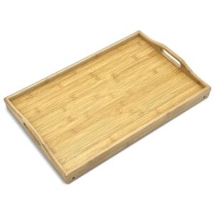 Bam & Boo - Large Natural Bamboo Bed Tray Table With Folding Legs For Eating, Working, Serving, and Organizing (20" x 13")