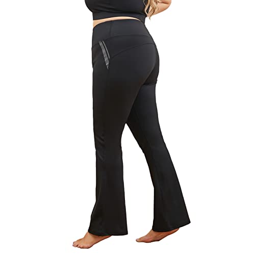 Women's Plus Size Dress Yoga Leggings with Pocket High Waist Stretch Bootcut Flared Leg Pants for Indoor Sport 4XL-D Black