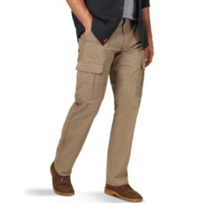 men's wrangler relaxed fit flex cargo pants barley hidden tech pocket straight leg flat front (34x30)