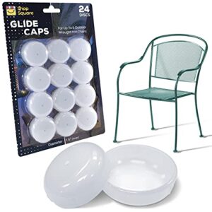 furniture leg gliders (24 pack, white) - 1.5" round plastic outdoor replacement feet for outdoor furniture - caps for vintage wrought iron patio chairs & tables - replacement chair glide protectors