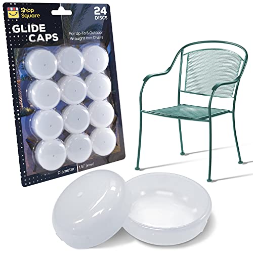 Furniture Leg Gliders (24 Pack, White) - 1.5" Round Plastic Outdoor Replacement Feet for Outdoor Furniture - Caps for Vintage Wrought Iron Patio Chairs & Tables - Replacement Chair Glide Protectors
