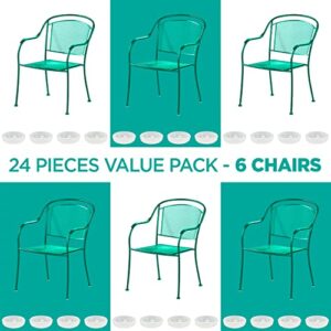 Furniture Leg Gliders (24 Pack, White) - 1.5" Round Plastic Outdoor Replacement Feet for Outdoor Furniture - Caps for Vintage Wrought Iron Patio Chairs & Tables - Replacement Chair Glide Protectors
