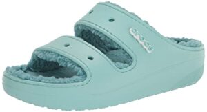 crocs unisex classic cozzzy sandals, fuzzy slippers and slides, pure water, 6 us men