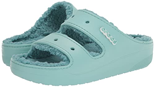 Crocs Unisex Classic Cozzzy Sandals, Fuzzy Slippers and Slides, Pure Water, 6 US Men