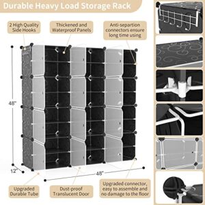 WEXCISE Portable Shoe Rack Organizer with Door, 48 Pairs Shoe Storage Cabinet Easy Assembly, Plastic Adjustable Shoe Organizer Stackable Detachable Free Standing Shoe Rack DIY Expandable 8 Tier Black