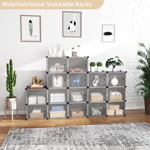 WEXCISE Portable Shoe Rack Organizer with Door, 48 Pairs Shoe Storage Cabinet Easy Assembly, Plastic Adjustable Shoe Organizer Stackable Detachable Free Standing Shoe Rack DIY Expandable 8 Tier Black