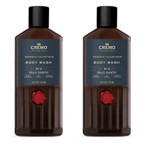 cremo rich-lathering palo santo (reserve collection) body wash, notes of bright cardamom, dry papyrus and aromatic palo santo, 16 fl oz (2-pack)