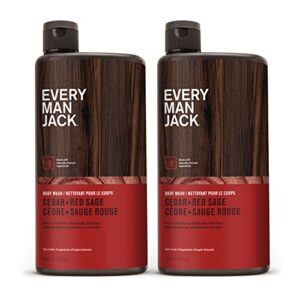 Every Man Jack Cedar + Red Sage Hydrating Mens Body Wash for All Skin Types - Cleanse, Nourish, and Hydrate Skin with Naturally Derived Ingredients - Paraben Free, Phthalate Free, Dye Free - 24oz