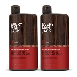 every man jack cedar + red sage hydrating mens body wash for all skin types - cleanse, nourish, and hydrate skin with naturally derived ingredients - paraben free, phthalate free, dye free - 24oz