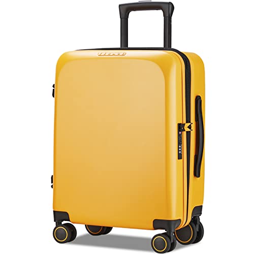 Verage Freeland Carry On Luggage with X-Large Spinner Wheels, Expandable Hardside Travel Luggage, Rolling Suitcase TSA Approved (20-Inch, Yellow)