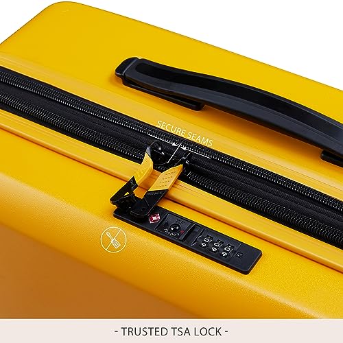 Verage Freeland Carry On Luggage with X-Large Spinner Wheels, Expandable Hardside Travel Luggage, Rolling Suitcase TSA Approved (20-Inch, Yellow)