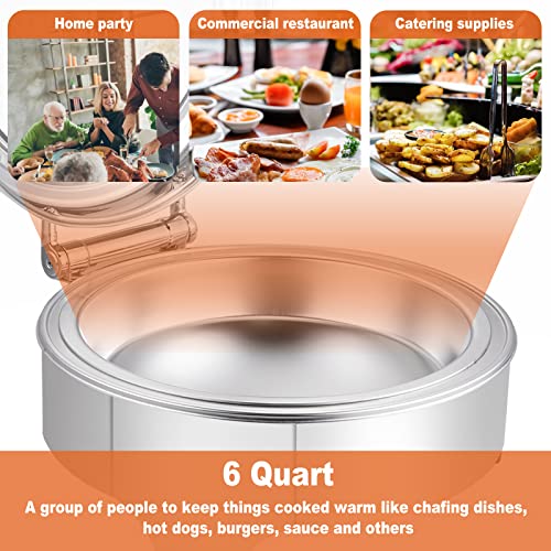 Electric Round Chafing Dish Buffet Set 6 Quart Chaffing Servers With Glass Lid Chafers Buffet Food Warmer Set Chaffing Server With Cover Warmer For Food Parties