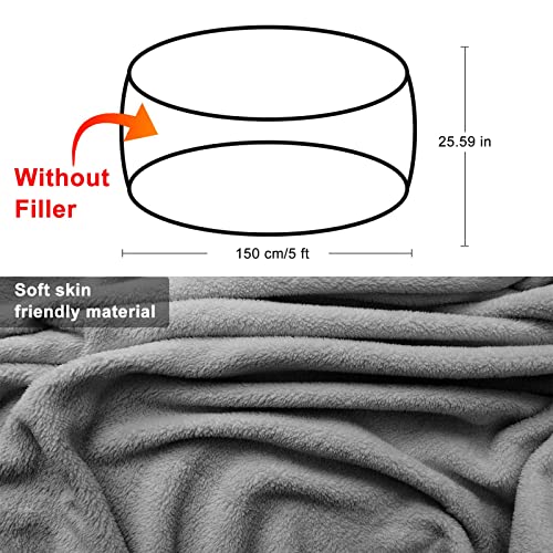 RAINBEAN Bean Bag Chair Cover(it was only a Cover, not a Full Bean Bag) Chair Cushion, Big Round Soft Fluffy PV Velvet Sofa Bed Cover, Living Room Furniture, Lazy Sofa Bed Cover,5ft Snow Gray