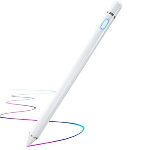 active stylus compatible with apple ipad, stylus pens for touch screens,rechargeable fine point stylist compatible with apple ipad and other tablets,for drawing and handwriting (white)