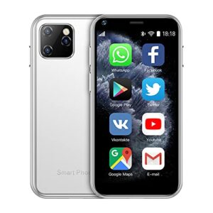 hipipooo super small mini smartphone 3g dual sim mobile phone 1gb ram 8gb rom android 6.0 unlocked kids phone child pocket cellphone (white)