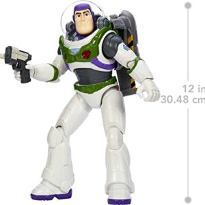 Mattel Lightyear Toys 12-in Action Figure with Accessories, Space Ranger Gear Alpha Buzz with Jetpack & Blaster