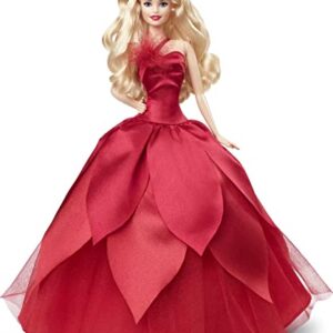 Barbie Signature 2022 Holiday Barbie Doll (Blonde Wavy Hair) with Doll Stand, Collectible Gift for Kids Ages 6 Years Old and Up