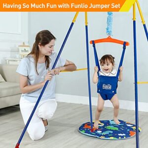 FUNLIO Baby Jumper with Stand for 6-24 Months, Infant Jumper for Indoor/Outdoor Play, Toddler Jumper for Baby Girl/Boy, with Adjustable Chain, Easy to Assemble & Store (with Stand)