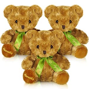 3 Pieces Stuffed Plush Bear Soft Stuffed Bear with Bow Tie Cute 2022 Graduation Stuffed Plush Animal Dolls, 8 Inch Stuffed Bear Plush Toy (Dark Yellow, Simple Style)