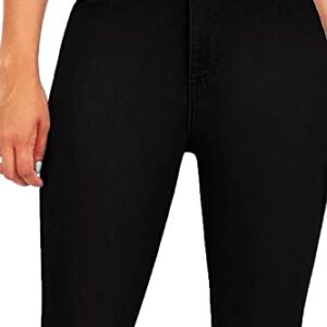 KDF Women's Black Bell Bottom Jeans for Women High Waisted Flare Bootcut Stretch Plus Size Slimming Bell Bottom Pants for Women, 10, Black